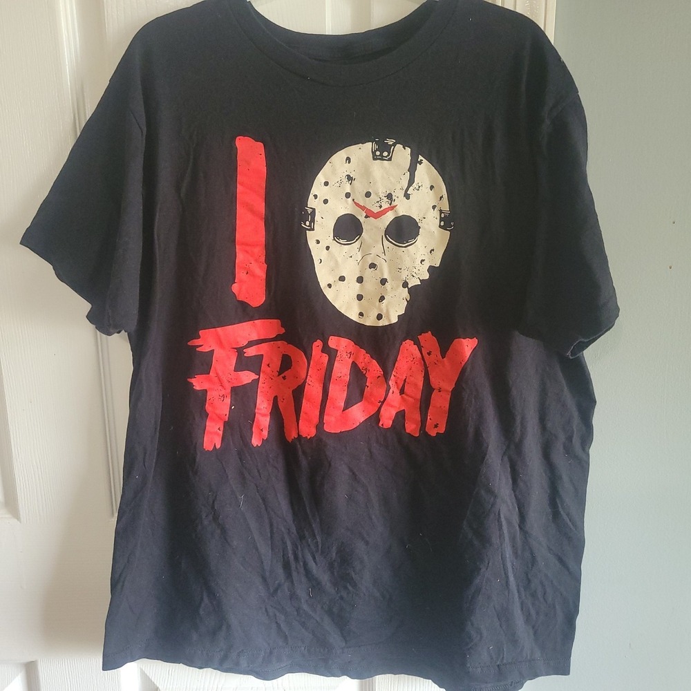 Friday the 13th Shirt Adult Mens XL Black Graphic Tee I Love Friday Casual